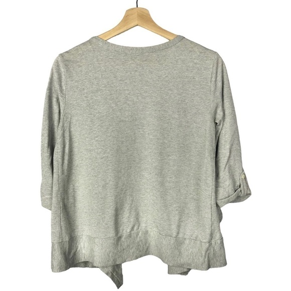 Ann Taylor LOFT Light Gray Half Sleeve Drape Front Cardigan Sweater S - Picture 2 of 3